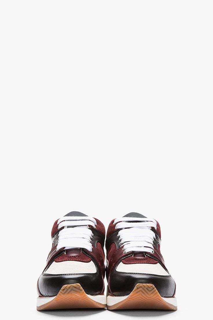 KRISVANASSCHE Burgundy Leather Tri-Color Sneakers