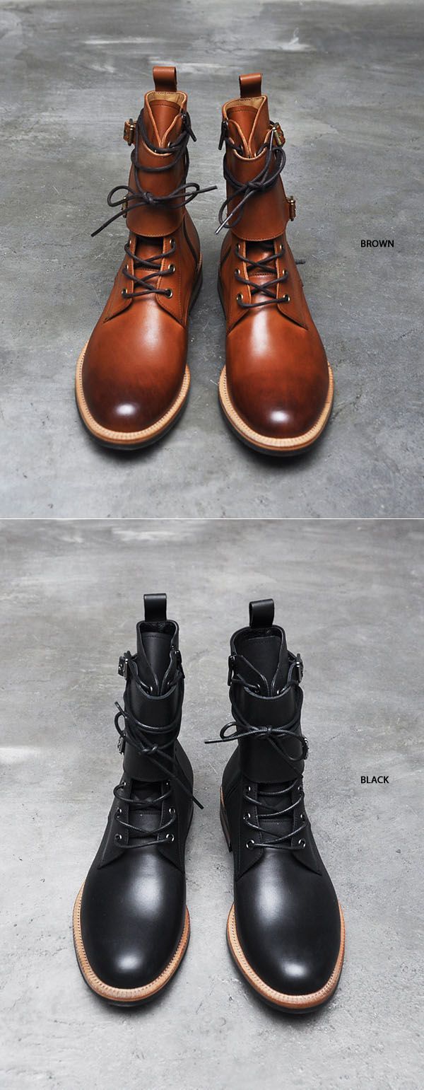 Shoes :: Double Buckle Strap Vanish Kipskin Boots...