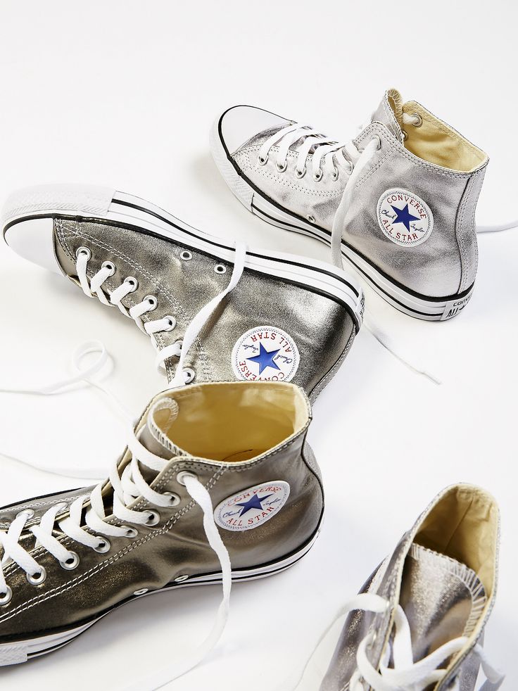 Metallic Hi Top Chucks | Step out in these shiny Converse high-top sneakers with...