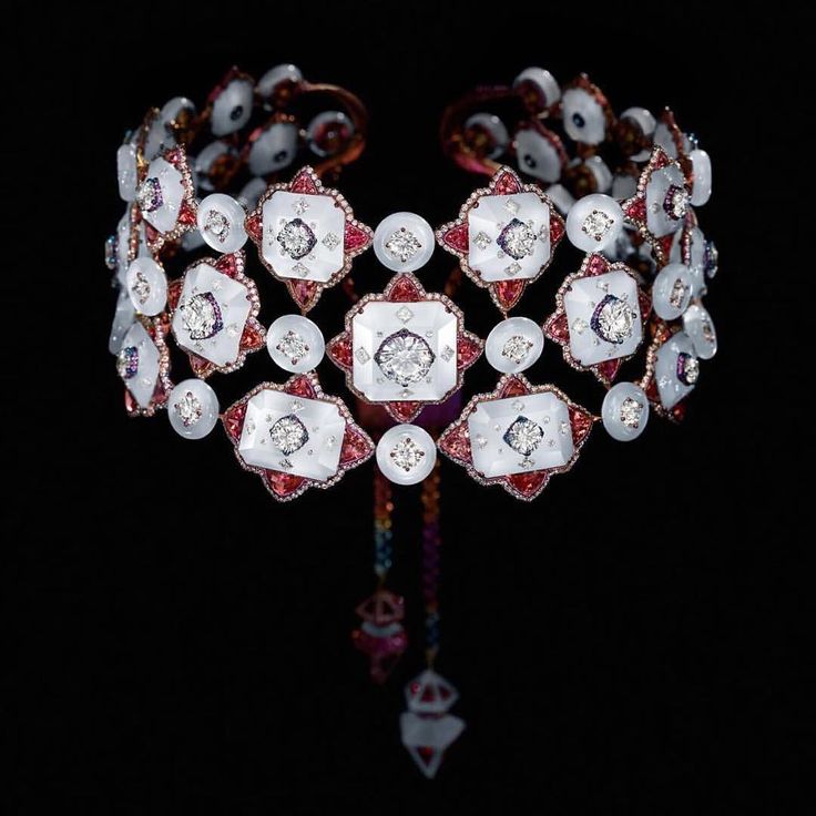 An incredible and extraordinarily unique necklace using all D-IF diamonds pink t...