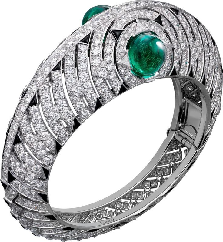 CARTIER. Bracelet - white gold, one 10.04-carat and one 9.46-carat cabochon-cut ...