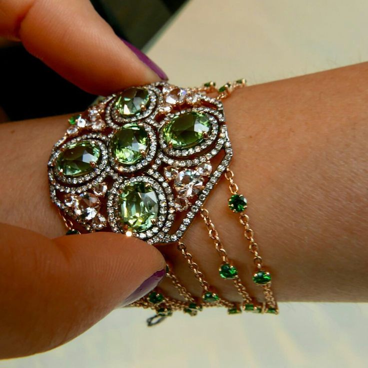 Mint color Tourmaline and Diamonds in IVY gold bracelet www.ivynewyork.com
