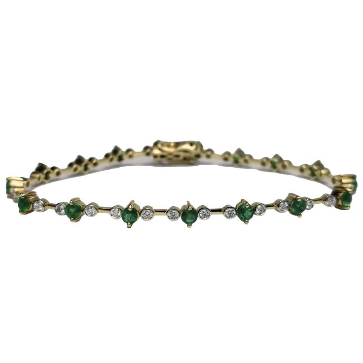 Round Emerald & Diamond Bracelet