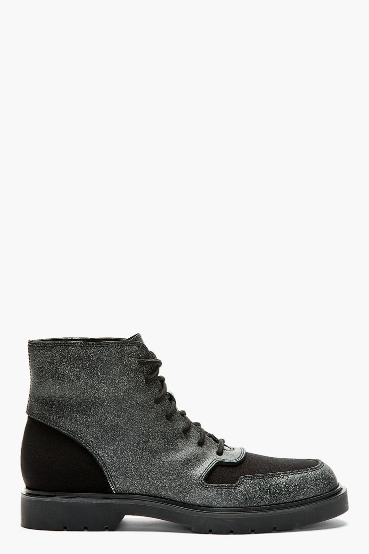 ALEXANDER WANG Black Leather Stone Finish Ankle Boots