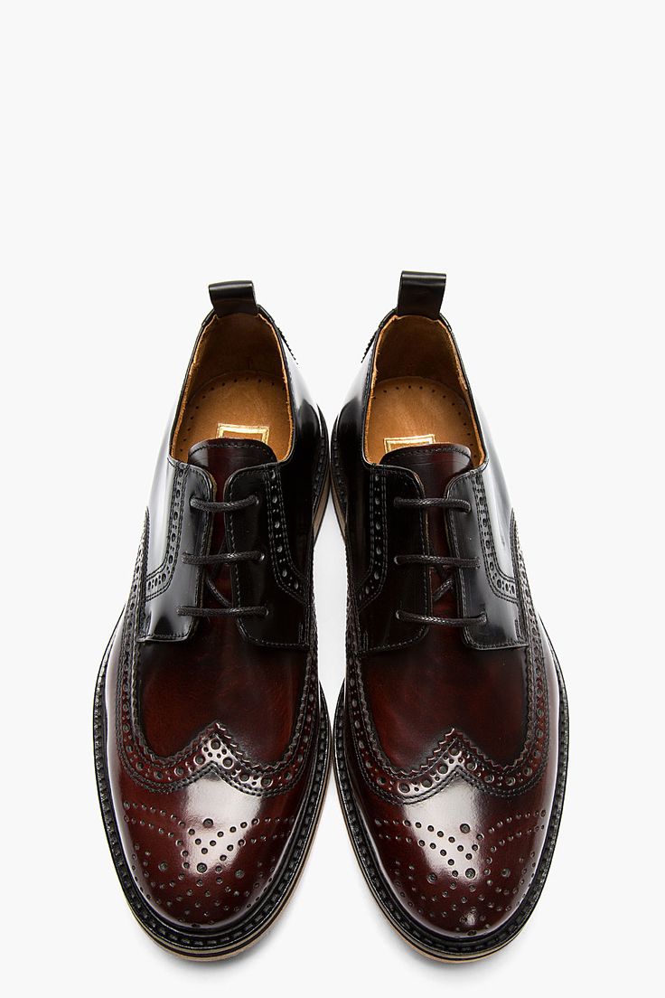 AMI Brown Bicolored Glazed Leather Wingtip Brogues