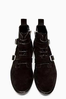 BALMAIN Black SUEDE belted BOOTs