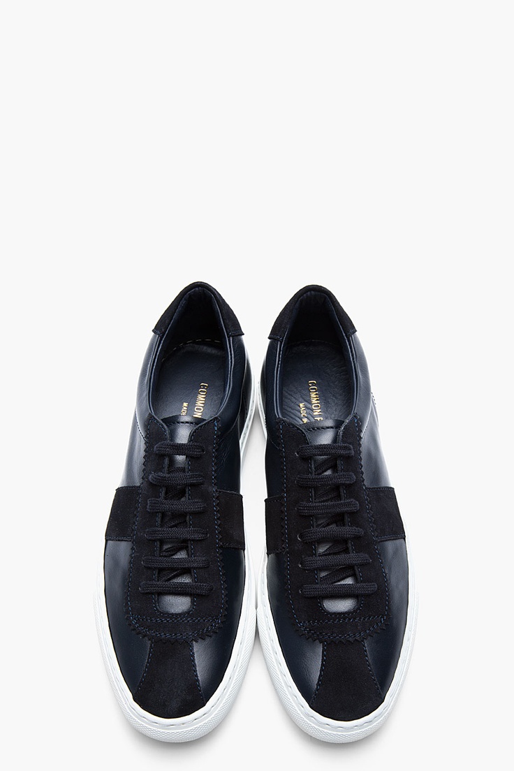 COMMON PROJECTS Navy Leather & Suede Tennis Shoes