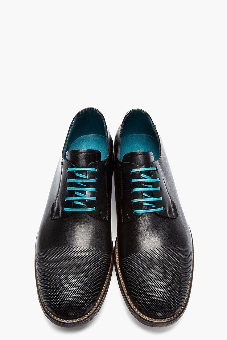 DIESEL Black Leather Micro-Perforated Iridium Shoes