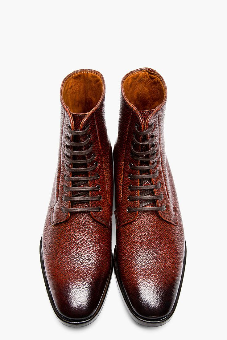 Dsquared2 Tan Scotchgrain Leather Lace-up Ankle Boots for men | SSENSE