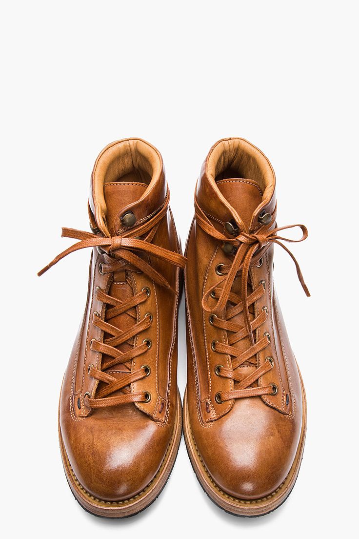 PAUL SMITH Tan Leather Beat Up Stubbs Boots