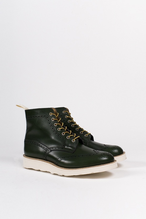Trickers Green Aniline Brogue Boots