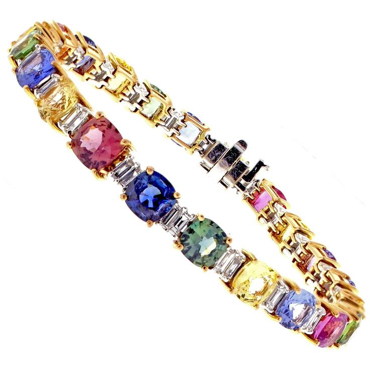 Multicolored Sapphire and Diamond Bracelet