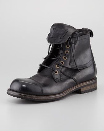 Dolce & Gabbana Military Cap-Toe Flap Boot, Black - Neiman Marcus