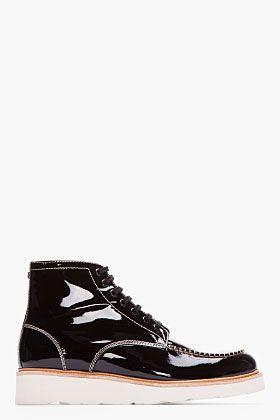 DSQUARED2 // BLACK PATENT LEATHER VERNICE BOOTS 32148M047002 High top patent lea...