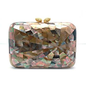 A splintered effect in a little purse to clutch close, crafted in a mosaic of mo...