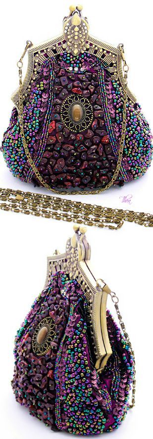 Art Deco Purple Beaded Evening Bag -- For all the 