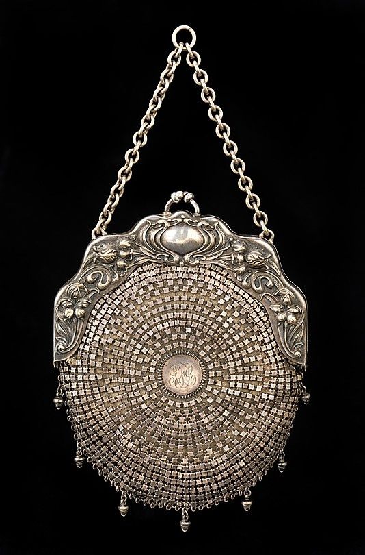 Beauty, silver evening purse Art Nouveau style