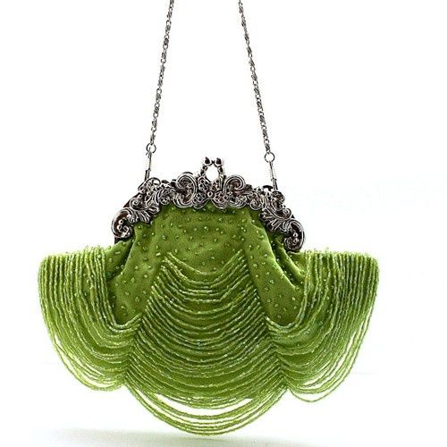 Green curtain beaded bag that is a work of art. - dkny handbags, handbag clutch,...