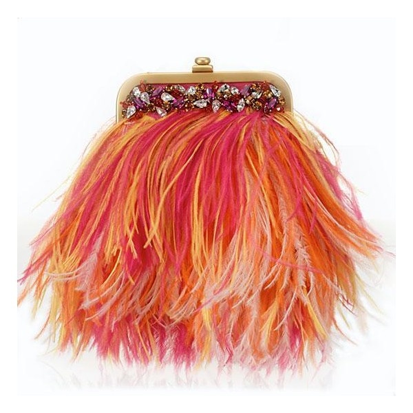 I LOVE these colors! Mary Norton Small Ostrich Feathers Evening Handbag ❤ like...