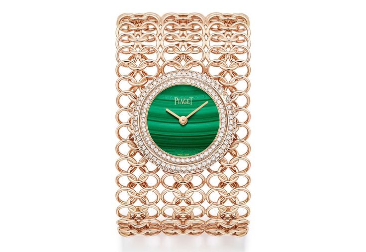 Piaget Possession watch with malachite dial, 18k rose gold link chain strap and ...
