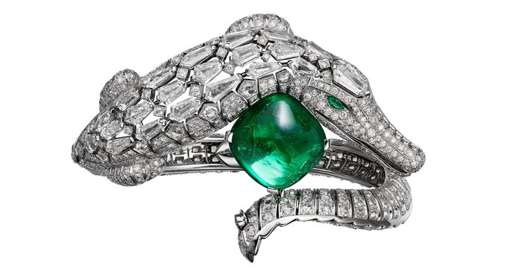 Résonances de Cartier bracelet in platinum with emerald and diamonds