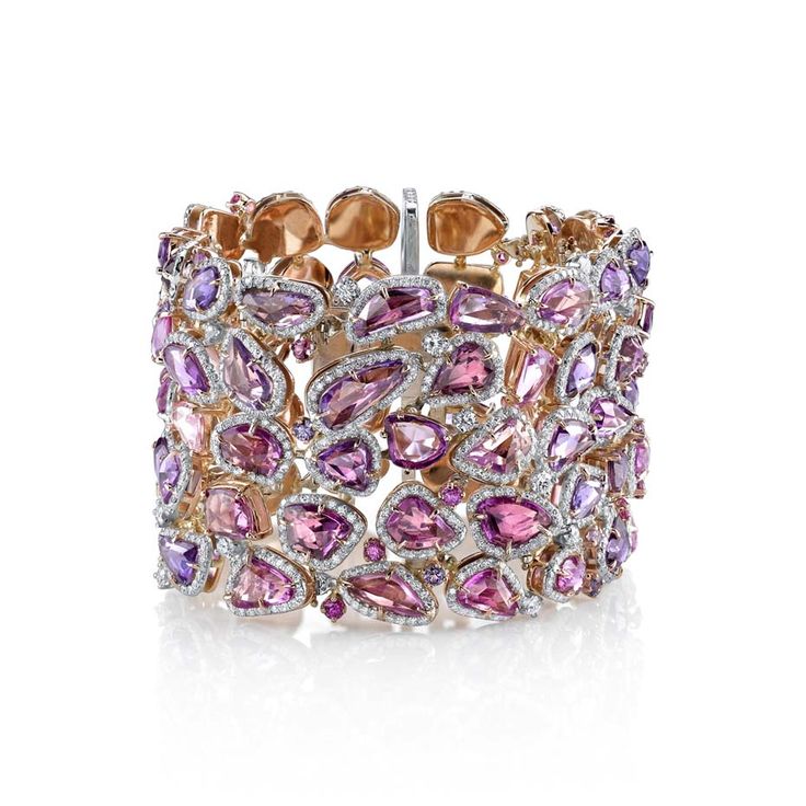 Omi Privé fancy sapphire and diamond bracelet with 81.94ct of multi-coloured ro...