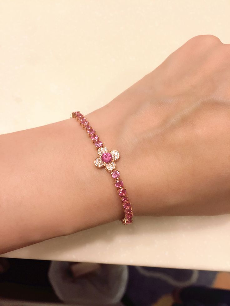 Pink sapphire and diamond bracelet , set in rose gold , absolutely beautiful