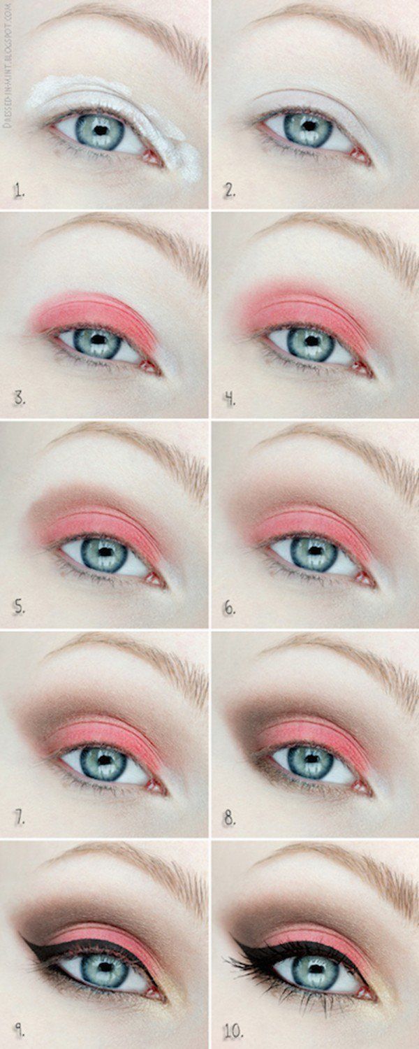 Cute Coral Eyeshadow Tutorial For Beginners | 12 Colorful Eyeshadow Tutorials Fo...