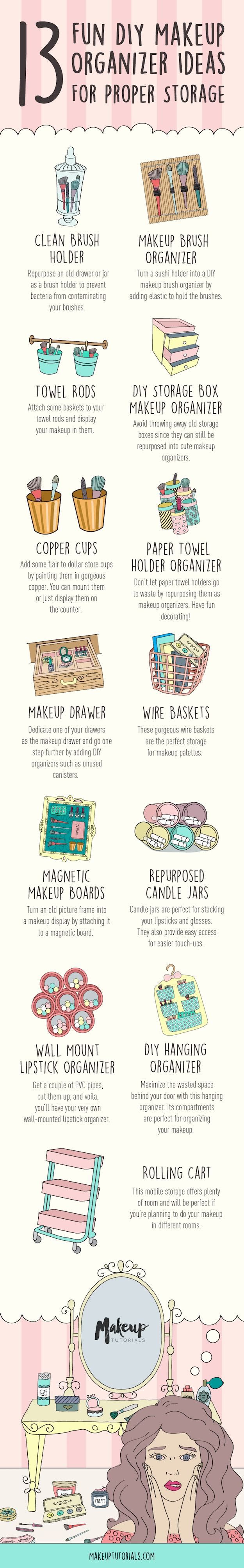 DIY Makeup Organizer Ideas | 13 Fun DIY Makeup Organizer Ideas For Proper Storag...