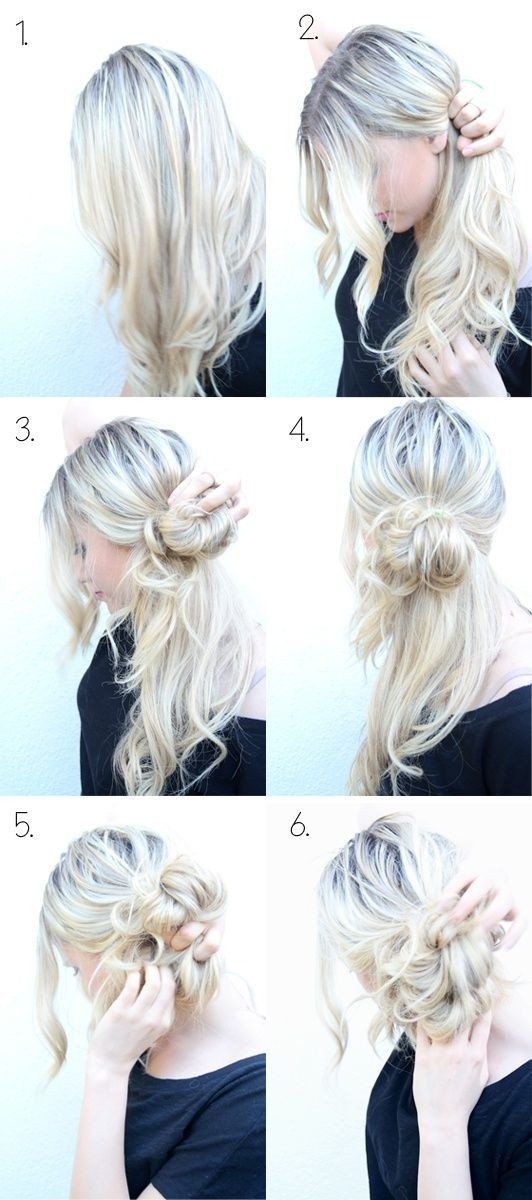 Messy Side Bun Updo | 5 Messy Updos for Long Hair, check it out at makeuptutoria...