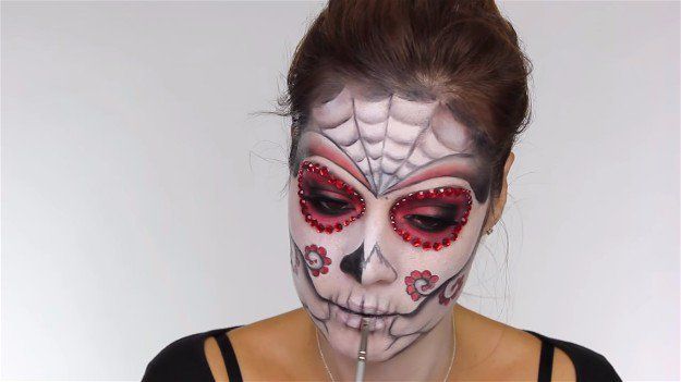 Work On Lips and Mouth | Easy Day of the Dead Makeup Tutorial Perfect For Hallow...