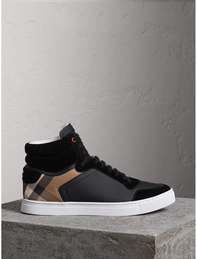 Burberry Leather and House Check High-top Trainers