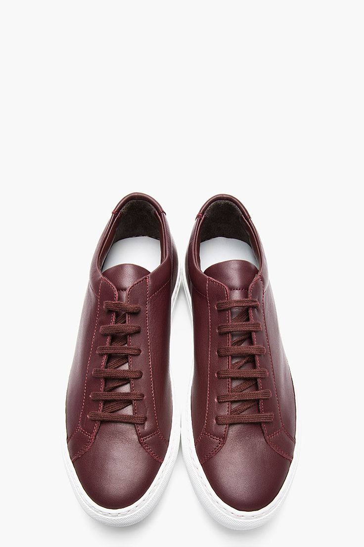 Common Projects Burgundy Leather Achilles Low-Top Sneakers