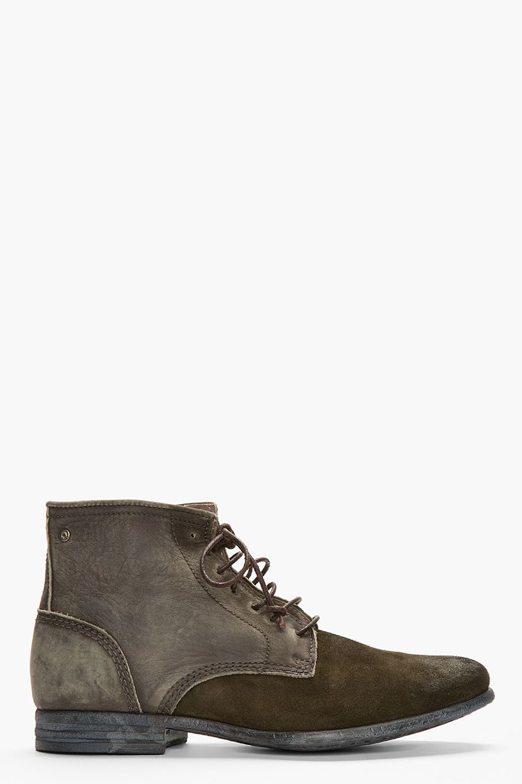 DIESEL Olive Leather & Suede CHROM Desert Boots