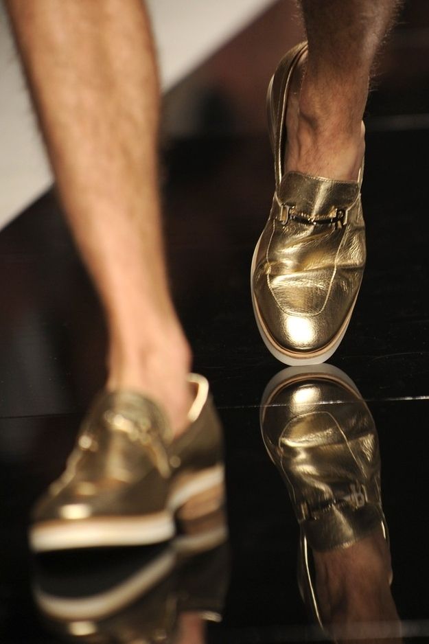 Gold Leather and White Soled Loafers. Men's Spring Summer Fashion. - Need it