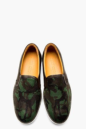 JIMMY CHOO Green Camo Sequin Grove Slip-On Shoes