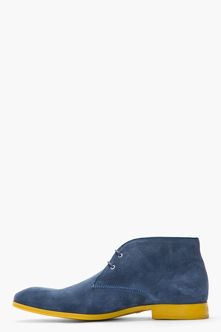 KENZO Blue Suede Yellow-Soled Hanly Desert Boots