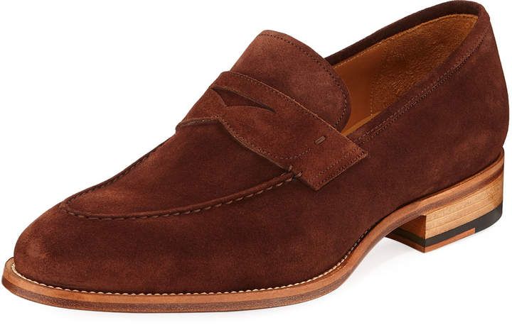 Magnanni for Neiman Marcus Suede Slip-On Penny Loafer