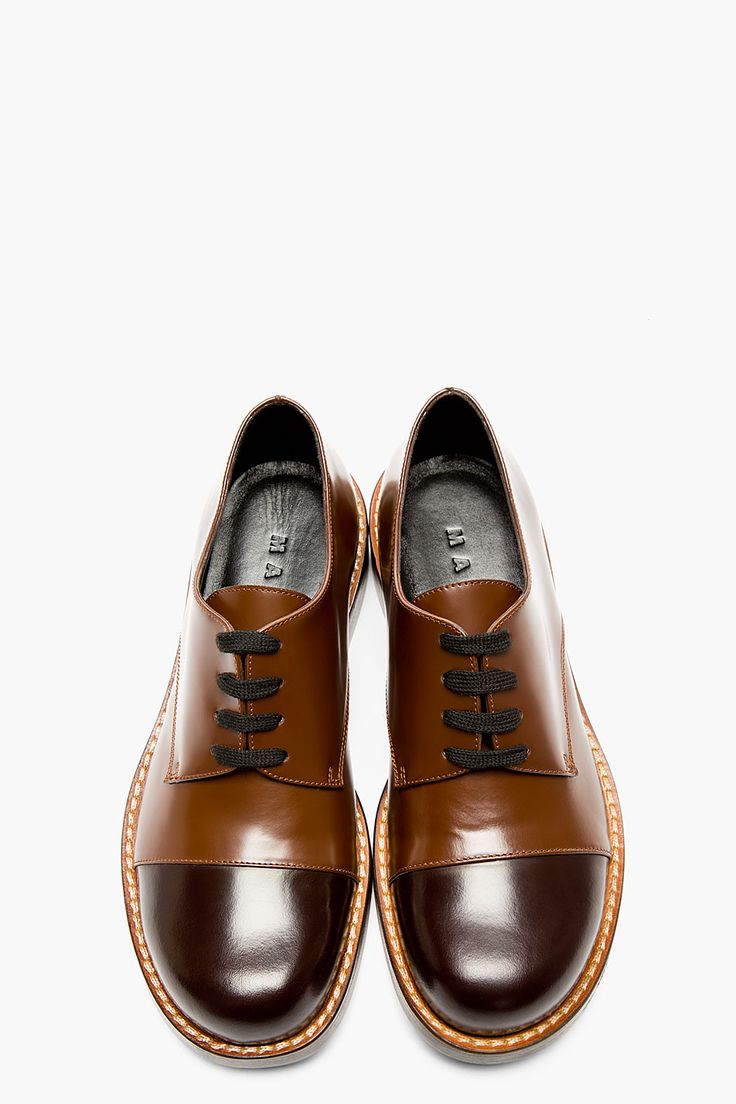 MARNI Brown Leather Capped Derbys