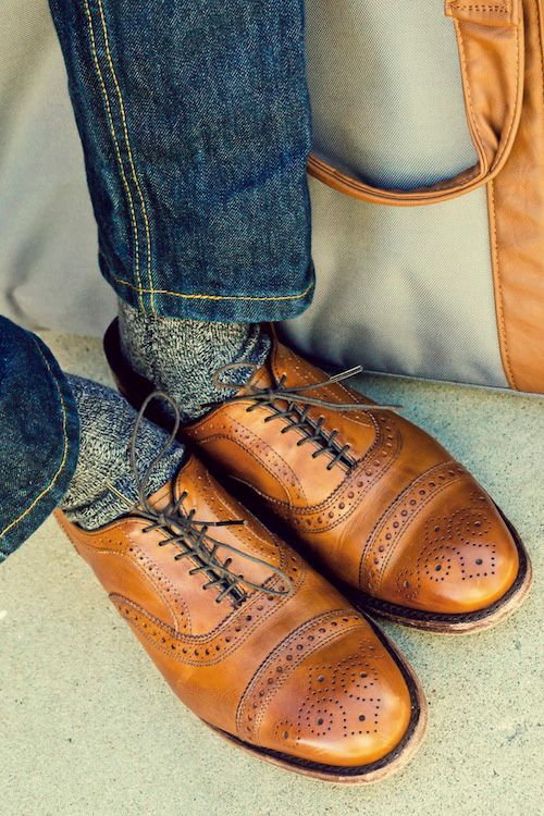 #menswear #brogues #jeans #footwear #grey #socks #detail #styling #shoes #leathe...