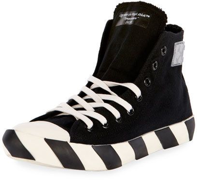 Off-White Striped-Sole High-Top Sneaker
