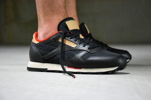 #Reebok CL Leather Utility Black Red #sneakers