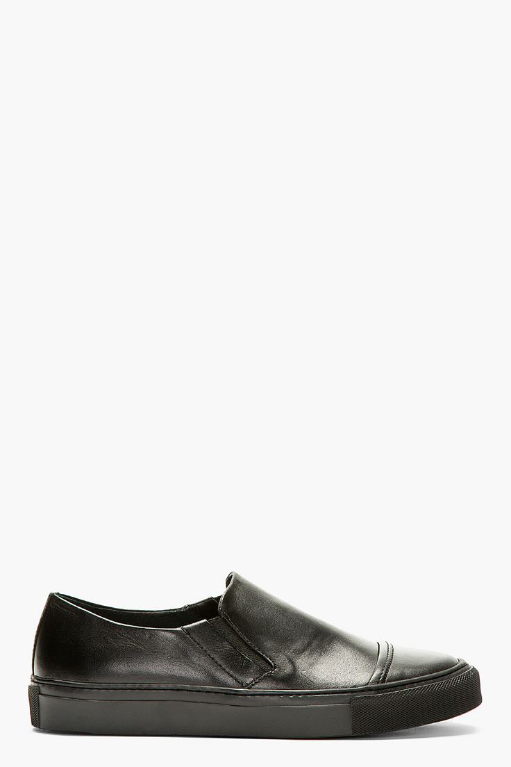 SILENT BY DAMIR DOMA Black Leather Capped Slip-On Sneakers