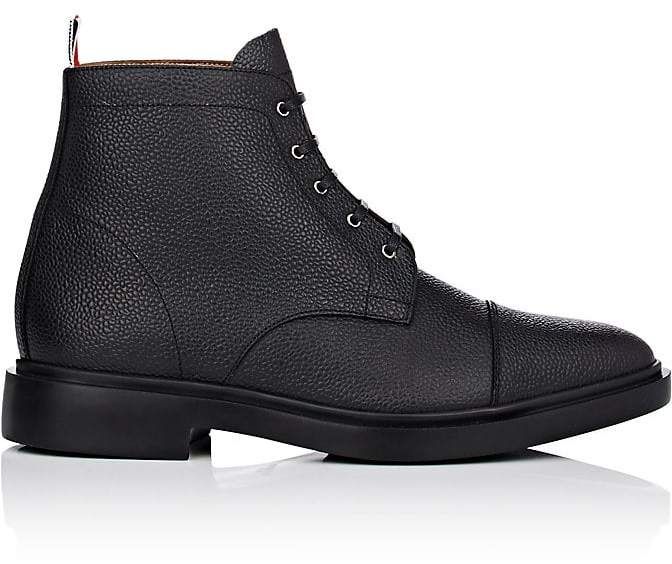 Thom Browne THOM BROWNE MEN'S GRAINED LEATHER LACE-UP ANKLE BOOTS
