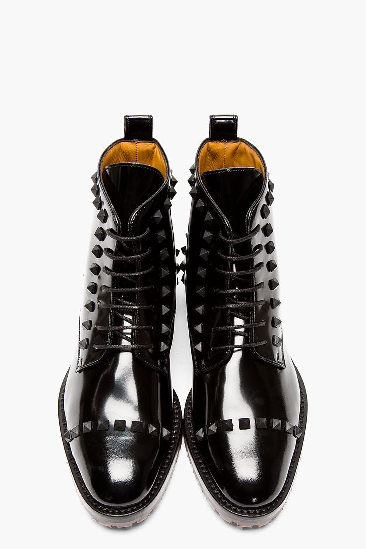 VALENTINO Black Leather RUBBER STUD BOOTs
