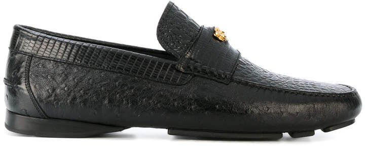 Versace crocodile effect signature loafers
