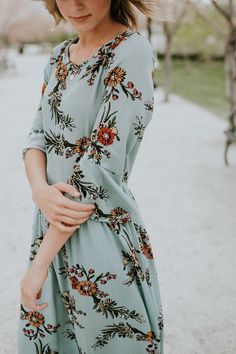 Light Blue Floral Dress | ROOLEE