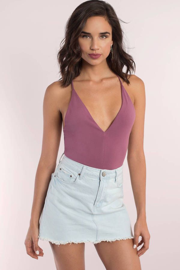Search Holly Mauve Plunging Cami Bodysuit