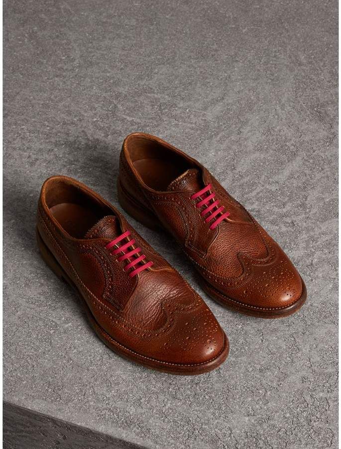 Burberry Grainy Leather Brogues with Bright Laces