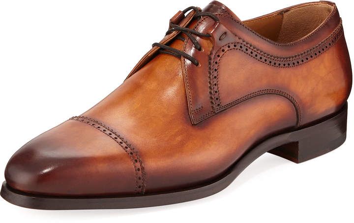 Magnanni for Neiman Marcus Hand-Antiqued Calf Leather Oxford
